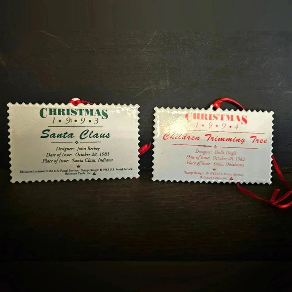 Hallmark Postage Stamp Christmas ornaments 1993 and 1994 - Picture 2 of 2